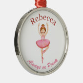 Gepersonaliseerde Balletdans, Aangepaste Roze Tutu Metalen Ornament (Rechts)