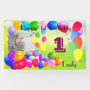 Gepersonaliseerde ballonnen Ontwerp Happy 1st Birt Spandoek