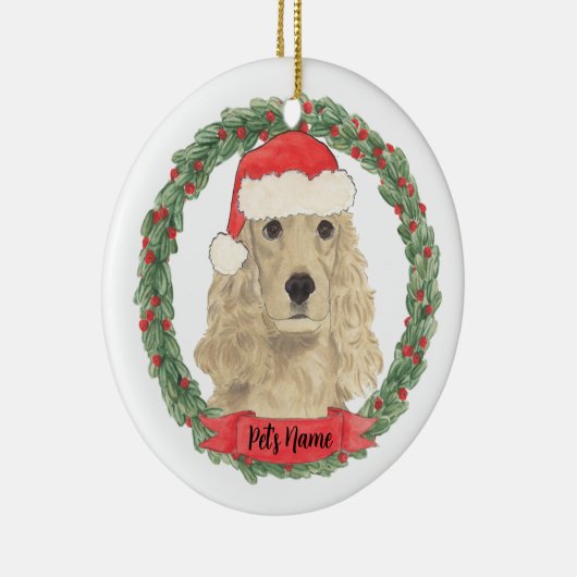Gepersonaliseerde bande Tan Golden Cocker Spaniel Keramisch Ornament (Rechts)