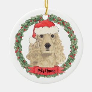 Gepersonaliseerde bande Tan Golden Cocker Spaniel Keramisch Ornament