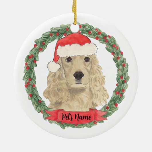 Gepersonaliseerde bande Tan Golden Cocker Spaniel Keramisch Ornament (Achterkant)