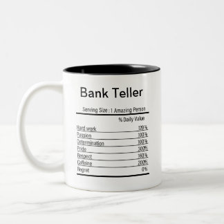 Gepersonaliseerde bank Teller Nutrition Facts Tweekleurige Koffiemok