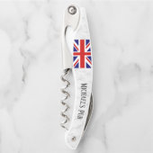 Gepersonaliseerde Bar Pub met Union Jack Vlag Kurkentrekker (Voorkant)