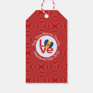 Gepersonaliseerde Barbadiaanse Rode LIEFDE Vlag  Cadeaulabel