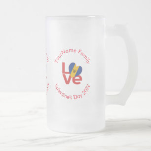 Gepersonaliseerde Barbadiaanse Rode LOVE Vlag Matglas Bierpul