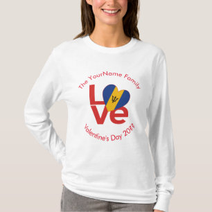 Gepersonaliseerde Barbadiaanse Rode LOVE Vlag  T-shirt
