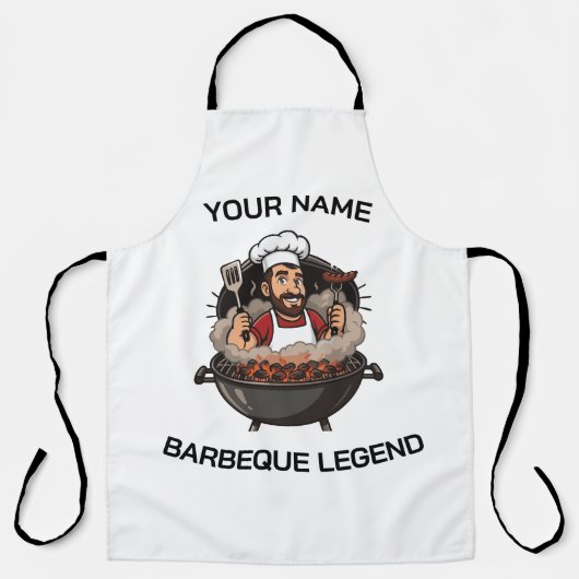 Gepersonaliseerde Barbecue Legende | BBQ Chef met Schort (Voorkant)