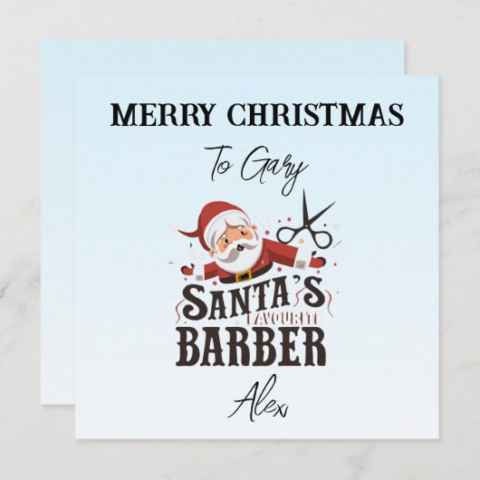 Gepersonaliseerde Barber Christmas Kaart (Voorkant / Achterkant)