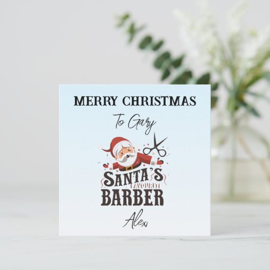 Gepersonaliseerde Barber Christmas Kaart (Staand voorkant)