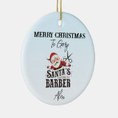 Gepersonaliseerde Barber Christmas Kaart Keramisch Ornament (Rechts)