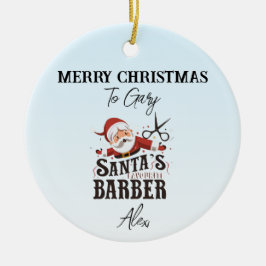 Gepersonaliseerde Barber Christmas Kaart Keramisch Ornament