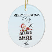 Gepersonaliseerde Barber Christmas Kaart Keramisch Ornament (Links)