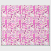 Gepersonaliseerde Barbiecore Roze en Hot Pink Mode Cadeaupapier (Vlak)