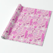 Gepersonaliseerde Barbiecore Roze en Hot Pink Mode Cadeaupapier (Uitgerold)