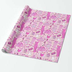 Gepersonaliseerde Barbiecore Roze en Hot Pink Mode Cadeaupapier