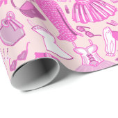 Gepersonaliseerde Barbiecore Roze en Hot Pink Mode Cadeaupapier (Rol Hoek)