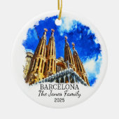 Gepersonaliseerde Barcelona Ornament, Spanje Gift Keramisch Ornament (Voorkant)