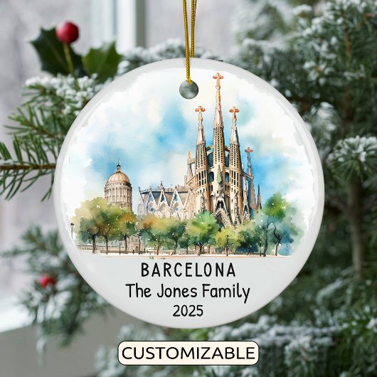 Gepersonaliseerde Barcelona Ornament, Spanje Keramisch Ornament