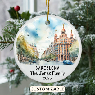 Gepersonaliseerde Barcelona Ornament, Spanje Keramisch Ornament