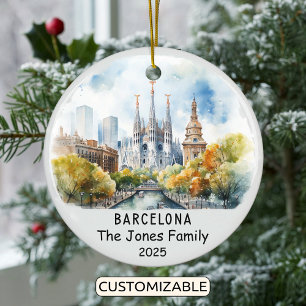 Gepersonaliseerde Barcelona Ornament, Spanje Keramisch Ornament