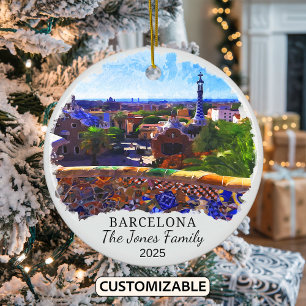Gepersonaliseerde Barcelona Ornament, Spanje Keramisch Ornament