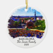 Gepersonaliseerde Barcelona Ornament, Spanje Keramisch Ornament (Voorkant)