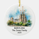 Gepersonaliseerde Barcelona Ornament, Spanje Keramisch Ornament (Voorkant)