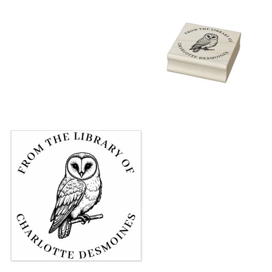 Gepersonaliseerde Barn Owl Book Stamp Custom Ex li Rubberstempel (Gestempeld)
