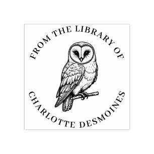 Gepersonaliseerde Barn Owl Book Stamp Custom Ex li Rubberstempel