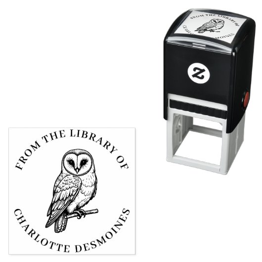 Gepersonaliseerde Barn Owl Book Stamp Custom Ex li Zelfinktende Stempel (In situ)