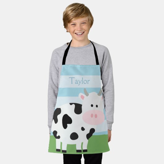 Gepersonaliseerde Barnyard Cow Kinder Apron Schort (Gedragen)
