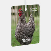 Gepersonaliseerde Barred Rock Hen - Pet Chicken Metalen Ornament (Voorkant Rechts)