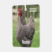 Gepersonaliseerde Barred Rock Hen - Pet Chicken Metalen Ornament (Voorkant links)