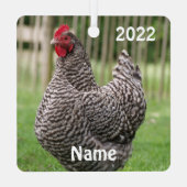 Gepersonaliseerde Barred Rock Hen - Pet Chicken Metalen Ornament (Achterkant)