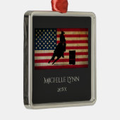 Gepersonaliseerde Barrel Racer Amerikaans Flag Paa Metalen Ornament (Rechts)