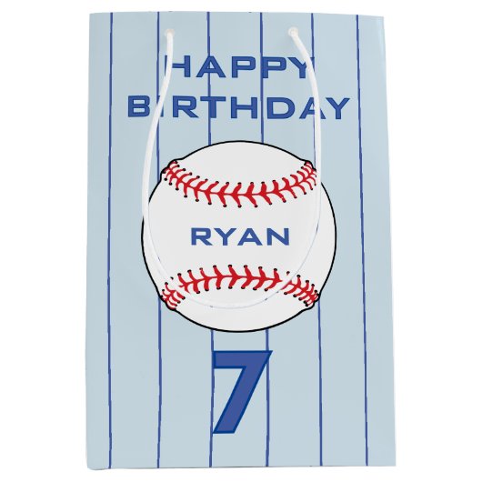 Gepersonaliseerde Baseball Ball Kids Verjaardag Medium Cadeauzakje (Voorkant)