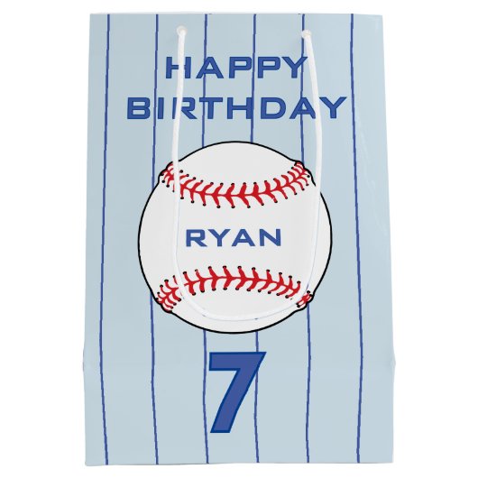 Gepersonaliseerde Baseball Ball Kids Verjaardag Medium Cadeauzakje (Achterkant)