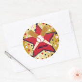 Gepersonaliseerde Baseball Bats Ball en Stars Gold Ronde Sticker (Envelop)
