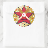 Gepersonaliseerde Baseball Bats Ball en Stars Gold Ronde Sticker (Tas)