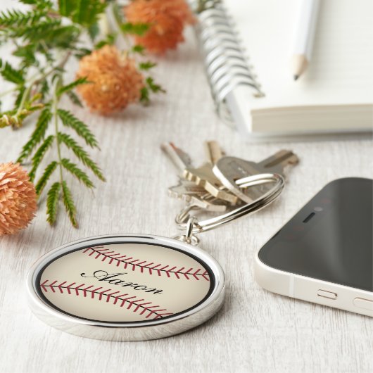 Gepersonaliseerde Baseball Keyring Sleutelhanger G (Zijkant)