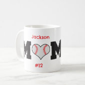 Gepersonaliseerde Baseball Mom Gift Koffiemok (Voorkant links)