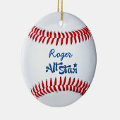 Gepersonaliseerde Baseball Player-cadeautjes Keramisch Ornament (Rechts)
