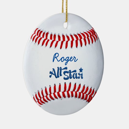 Gepersonaliseerde Baseball Player-cadeautjes Keramisch Ornament (Rechts)