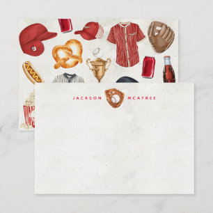 Gepersonaliseerde Baseball Stationery Note Cards Bedankkaart