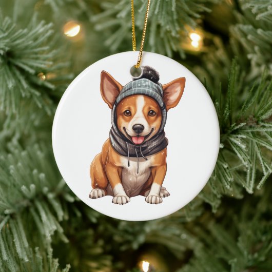 Gepersonaliseerde Basenji-hond Keramisch Ornament (Boom)