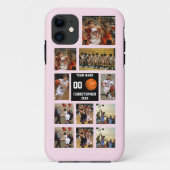 Gepersonaliseerde Basketbal 11 Fotocollage Roze Case-Mate iPhone Case (Achterkant)