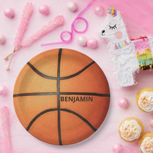 Gepersonaliseerde Basketbal 9"Ronde Document Borde Papieren Bordje (Feest)