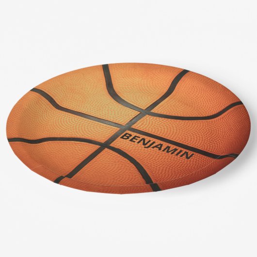 Gepersonaliseerde Basketbal 9"Ronde Document Borde Papieren Bordje (Gekanteld)