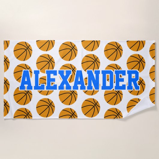 Gepersonaliseerde Basketbal Ball Pattern Kinder Strandlaken (Voorkant)