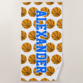 Gepersonaliseerde Basketbal Ball Pattern Kinder Strandlaken (Voorkant)